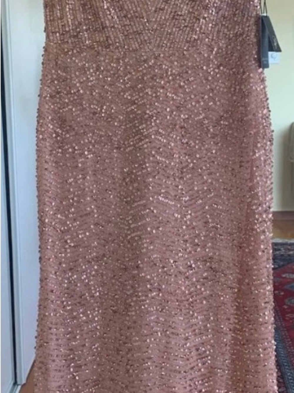 Adrianna Papell Blush Sequin V-Neck Evening Dress, size 14 - Picture 4 of 4